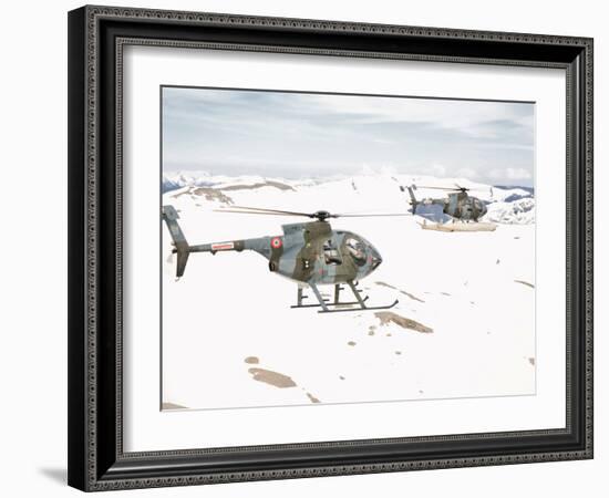 Two Breda Nardi NH-500 Helicopters of the Italian Air Force over Frosinone, Italy-Stocktrek Images-Framed Photographic Print