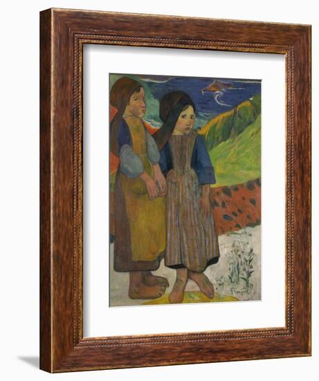 Two Breton Girls by the Sea, 1889-Paul Gauguin-Framed Giclee Print