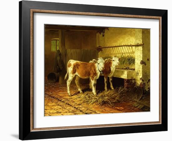 Two Calves in a Barn-Walter Hunt-Framed Giclee Print
