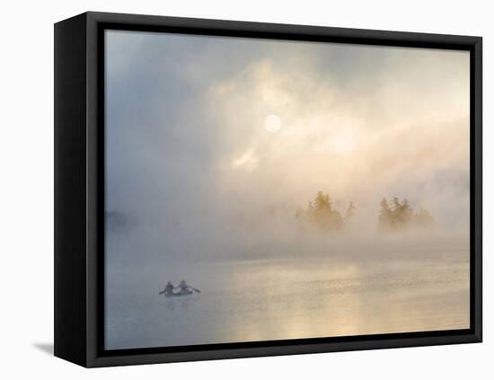Two Canoers Paddling, Cranberry Lake, Adirondack State Park, New York, USA-Charles Sleicher-Framed Premier Image Canvas