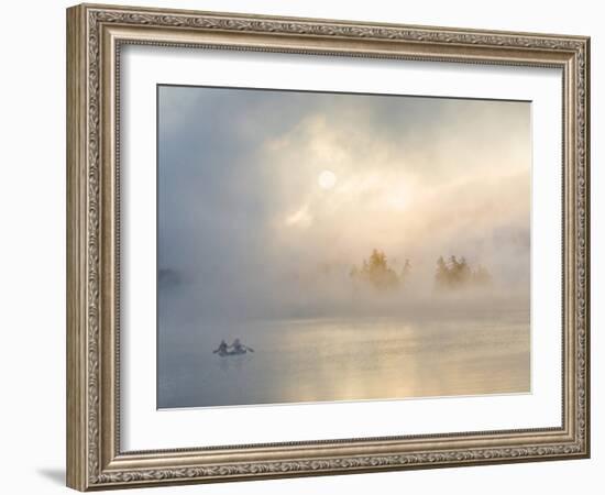 Two Canoers Paddling, Cranberry Lake, Adirondack State Park, New York, USA-Charles Sleicher-Framed Photographic Print