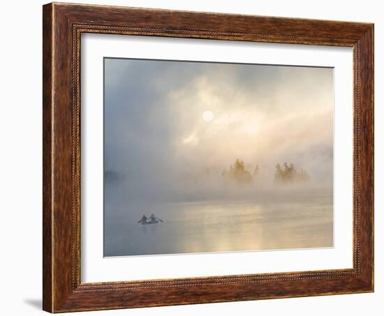 Two Canoers Paddling, Cranberry Lake, Adirondack State Park, New York, USA-Charles Sleicher-Framed Photographic Print