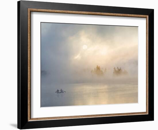 Two Canoers Paddling, Cranberry Lake, Adirondack State Park, New York, USA-Charles Sleicher-Framed Photographic Print