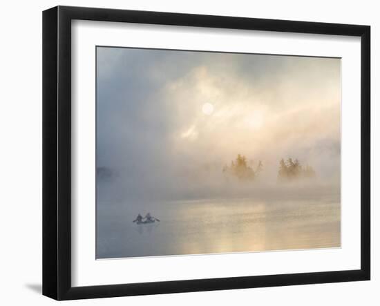 Two Canoers Paddling, Cranberry Lake, Adirondack State Park, New York, USA-Charles Sleicher-Framed Photographic Print