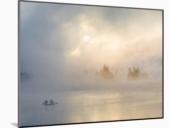 Two Canoers Paddling, Cranberry Lake, Adirondack State Park, New York, USA-Charles Sleicher-Mounted Photographic Print