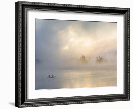 Two Canoers Paddling, Cranberry Lake, Adirondack State Park, New York, USA-Charles Sleicher-Framed Photographic Print