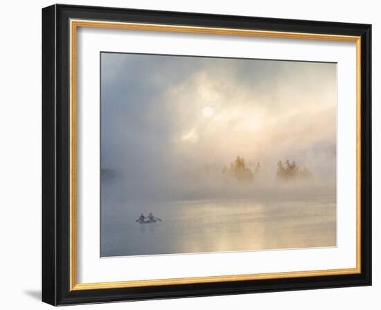 Two Canoers Paddling, Cranberry Lake, Adirondack State Park, New York, USA-Charles Sleicher-Framed Photographic Print