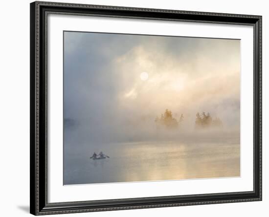 Two Canoers Paddling, Cranberry Lake, Adirondack State Park, New York, USA-Charles Sleicher-Framed Photographic Print