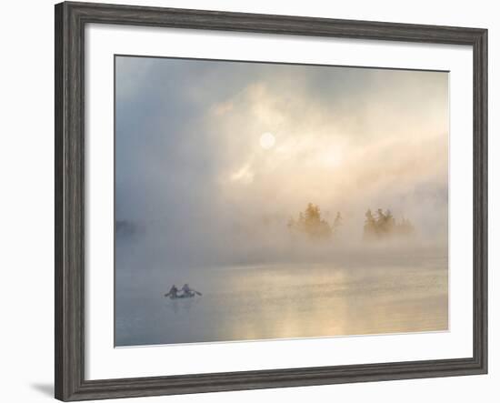 Two Canoers Paddling, Cranberry Lake, Adirondack State Park, New York, USA-Charles Sleicher-Framed Photographic Print