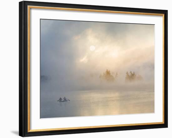 Two Canoers Paddling, Cranberry Lake, Adirondack State Park, New York, USA-Charles Sleicher-Framed Photographic Print