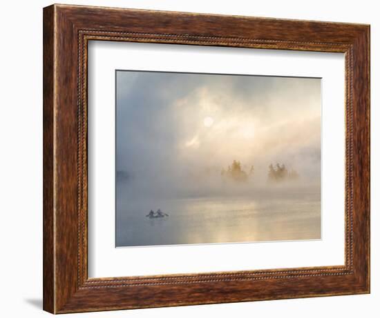 Two Canoers Paddling, Cranberry Lake, Adirondack State Park, New York, USA-Charles Sleicher-Framed Photographic Print