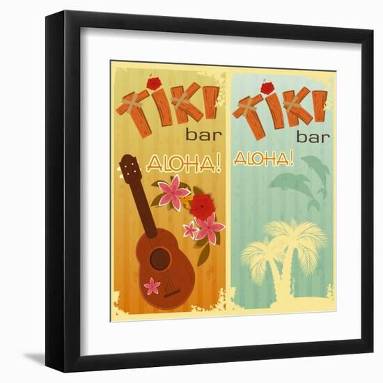 Two Cards For Tiki Bars-elfivetrov-Framed Art Print