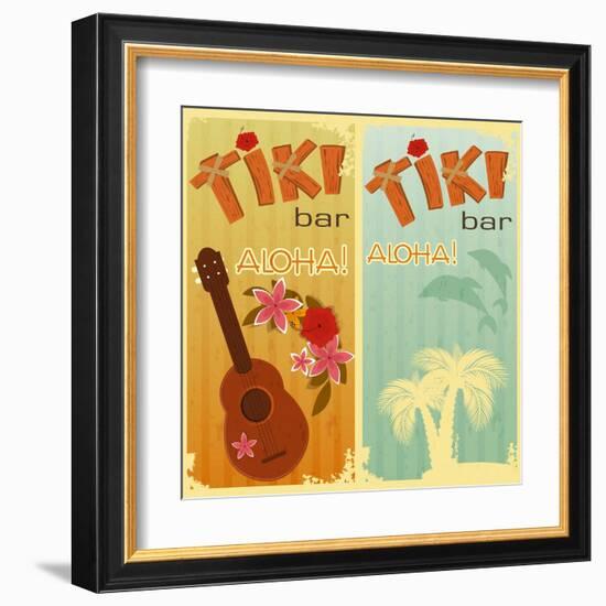 Two Cards For Tiki Bars-elfivetrov-Framed Art Print