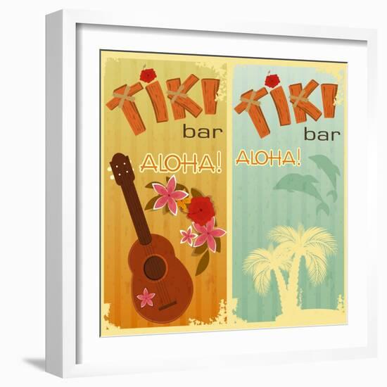 Two Cards For Tiki Bars-elfivetrov-Framed Art Print