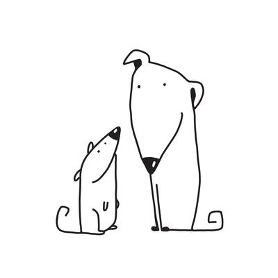 Two Cartoon Brown Dog Parent And Kid Animal Pet Friend Drawing Puppy Breed Doggy Vector Illustr Art Print Popmarleo Art Com