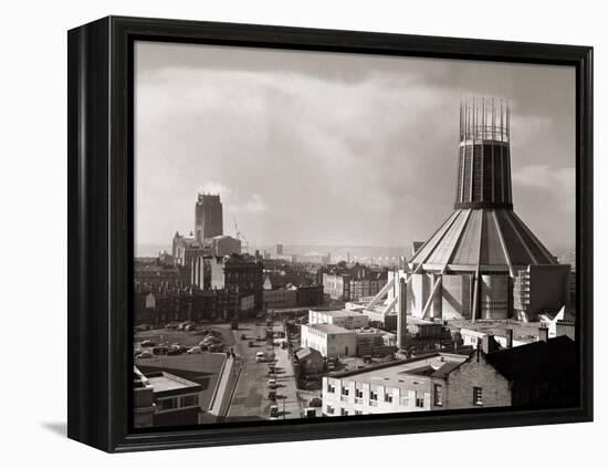 Two Cathedrals, Anglican and Catholic, Liverpool, March 1967-null-Framed Premier Image Canvas
