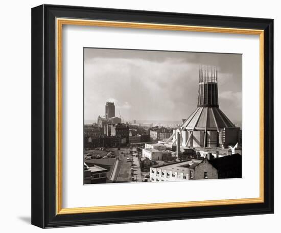 Two Cathedrals, Anglican and Catholic, Liverpool, March 1967-null-Framed Photographic Print