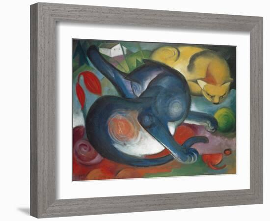 Two Cats, Blue and Yellow, 1912-Franz Marc-Framed Giclee Print
