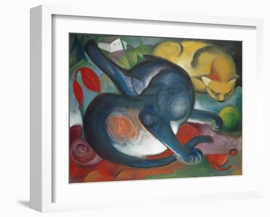 Two Cats, Blue and Yellow, 1912-Franz Marc-Framed Giclee Print