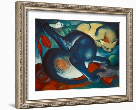 Two Cats, Blue and Yellow-Franz Marc-Framed Giclee Print