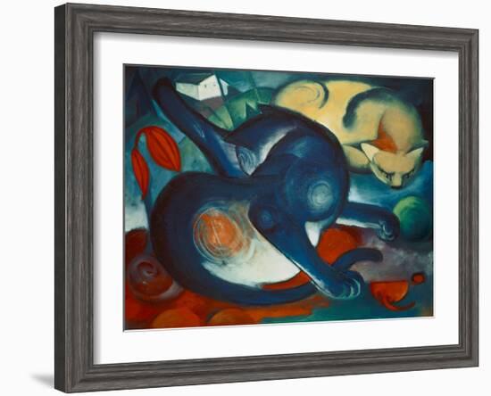 Two Cats, Blue and Yellow-Franz Marc-Framed Giclee Print