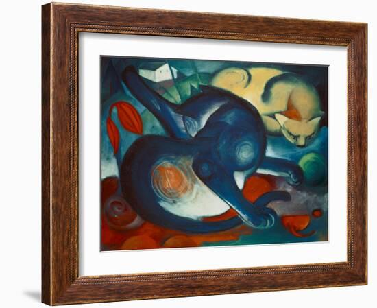 Two Cats, Blue and Yellow-Franz Marc-Framed Giclee Print
