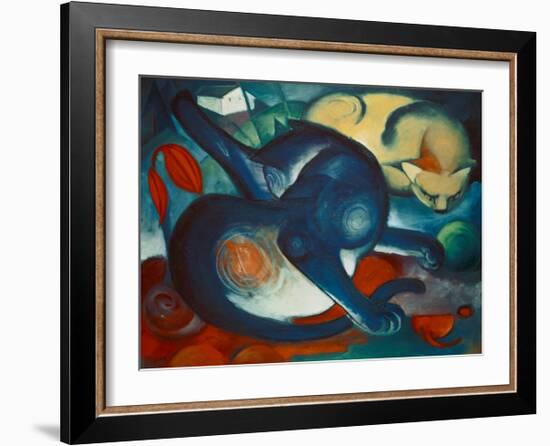 Two Cats, Blue and Yellow-Franz Marc-Framed Giclee Print