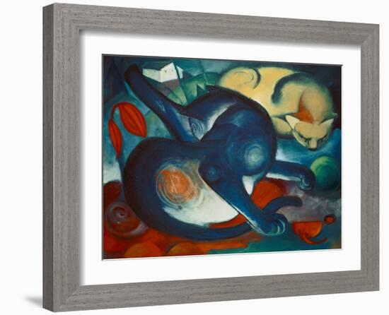 Two Cats, Blue and Yellow-Franz Marc-Framed Giclee Print