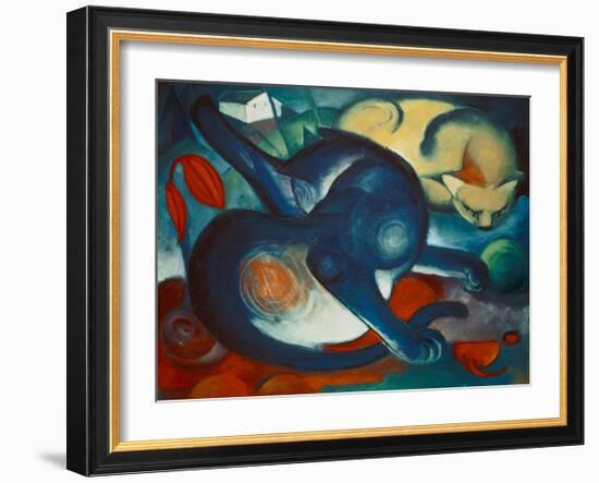 Two Cats, Blue and Yellow-Franz Marc-Framed Giclee Print