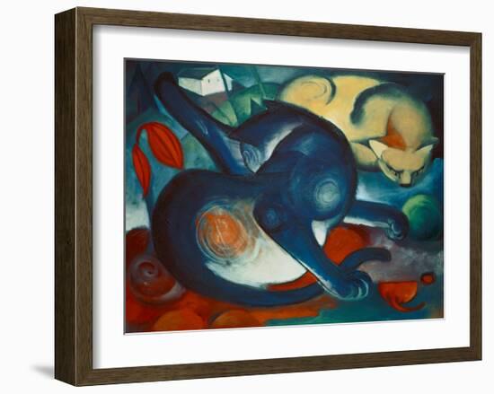 Two Cats, Blue and Yellow-Franz Marc-Framed Giclee Print