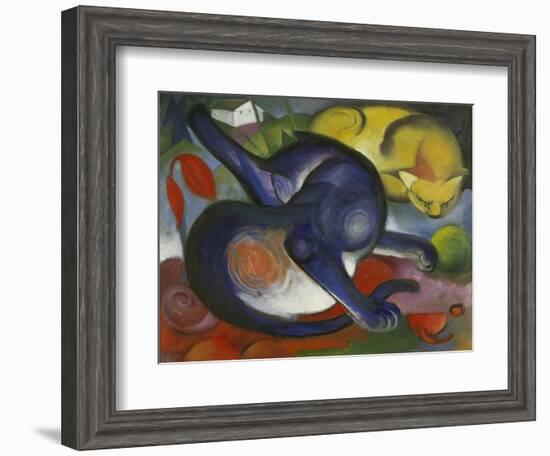 Two Cats, Blue and Yellow-Franz Marc-Framed Giclee Print