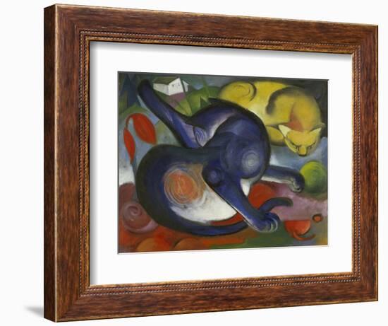 Two Cats, Blue and Yellow-Franz Marc-Framed Giclee Print