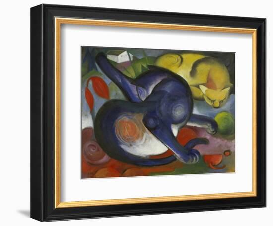 Two Cats, Blue and Yellow-Franz Marc-Framed Giclee Print