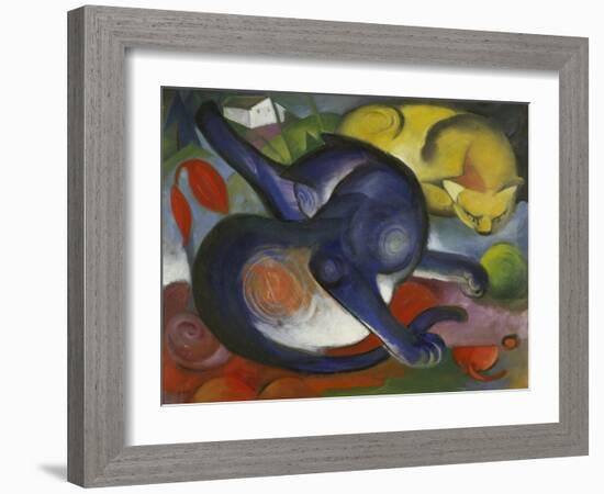 Two Cats, Blue and Yellow-Franz Marc-Framed Giclee Print