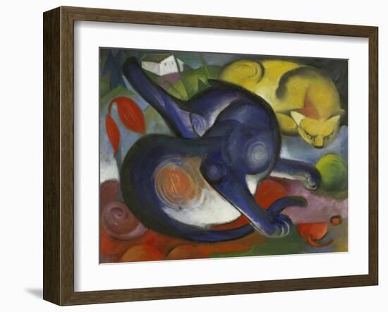 Two Cats, Blue and Yellow-Franz Marc-Framed Giclee Print