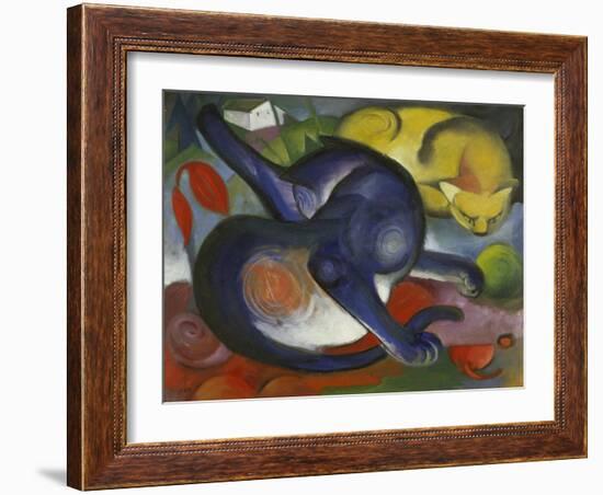 Two Cats, Blue and Yellow-Franz Marc-Framed Giclee Print