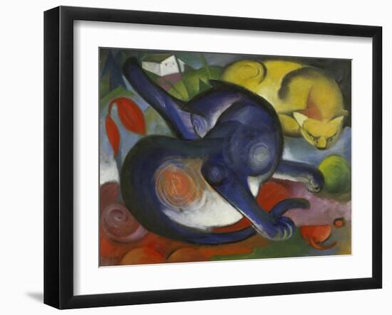 Two Cats, Blue and Yellow-Franz Marc-Framed Giclee Print