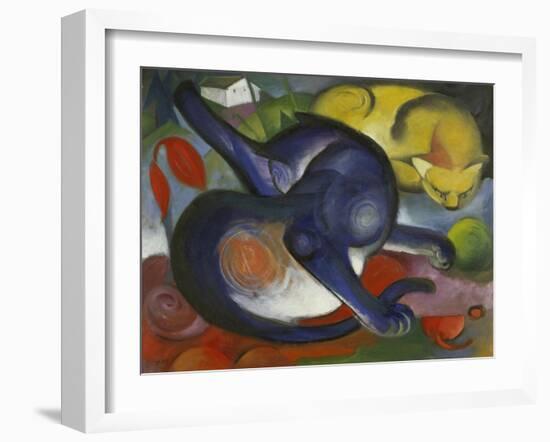 Two Cats, Blue and Yellow-Franz Marc-Framed Giclee Print