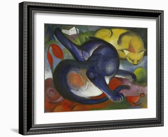 Two Cats, Blue and Yellow-Franz Marc-Framed Giclee Print