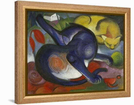 Two Cats, Blue and Yellow-Franz Marc-Framed Premier Image Canvas