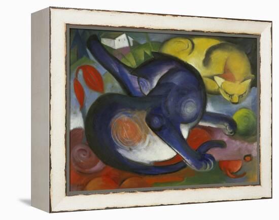 Two Cats, Blue and Yellow-Franz Marc-Framed Premier Image Canvas