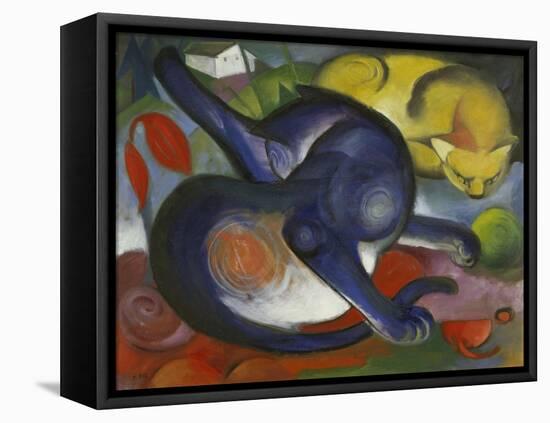 Two Cats, Blue and Yellow-Franz Marc-Framed Premier Image Canvas