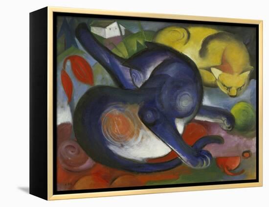 Two Cats, Blue and Yellow-Franz Marc-Framed Premier Image Canvas