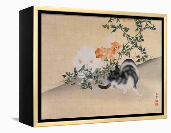 Two Cats, Illustration from 'The Kokka' Magazine, 1898-99-Japanese School-Framed Premier Image Canvas