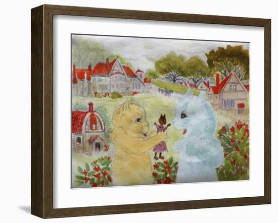 Two Cats with a Doll Kitten-Louis Wain-Framed Giclee Print