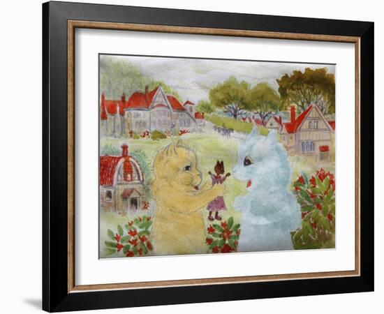 Two Cats with a Doll Kitten-Louis Wain-Framed Giclee Print