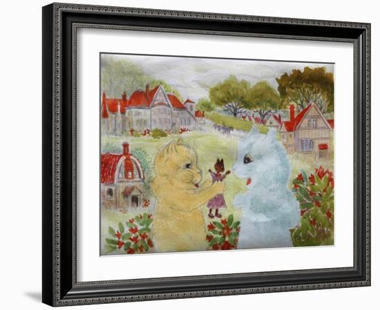 Two Cats with a Doll Kitten-Louis Wain-Framed Giclee Print