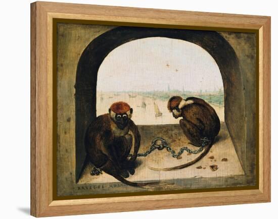 Two Chained Monkeys, 1562-Pieter the Elder Bruegel-Framed Premier Image Canvas