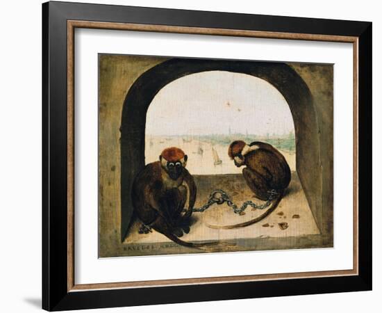 Two Chained Monkeys, 1562-Pieter the Elder Bruegel-Framed Giclee Print