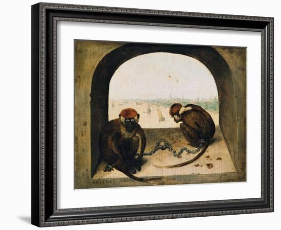 Two Chained Monkeys, 1562-Pieter the Elder Bruegel-Framed Giclee Print